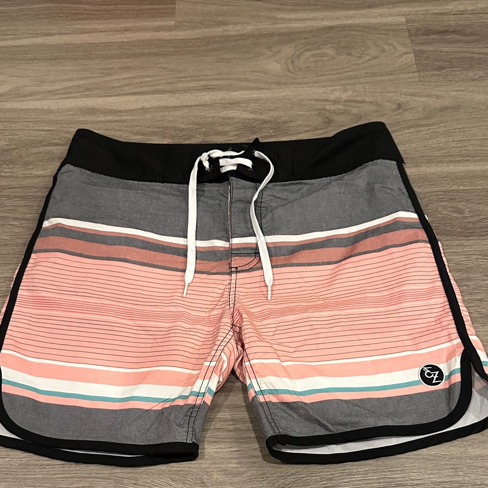 Ezekiel Men's Swim Shorts - Pink, Gray, and Black